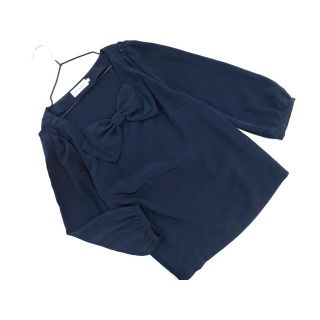 ボンメルスリー(Bon mercerie)のBon mercerie ボンメルスリー リボン ブラウス シャツ size38/紺 ■◇ レディース(シャツ/ブラウス(長袖/七分))