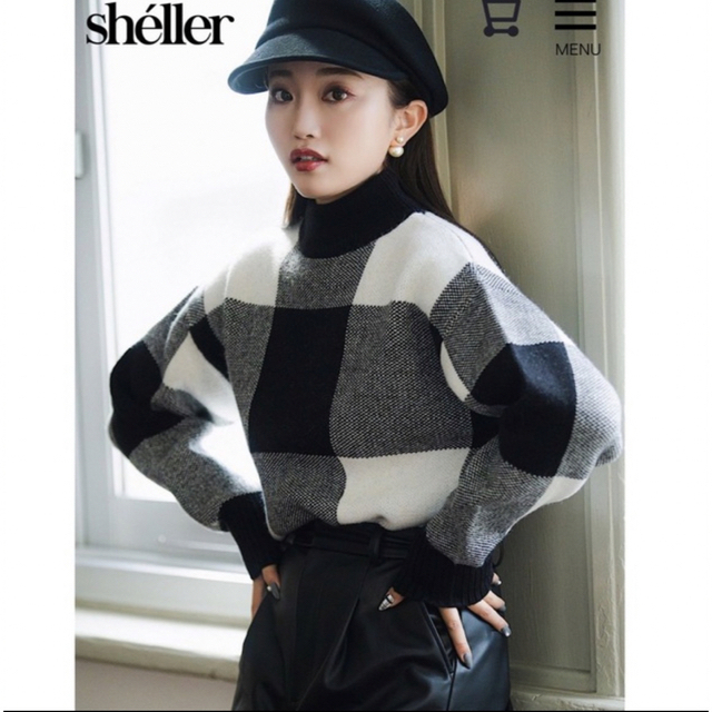 【新品】sheller チェックアンサンブルニット シェリエ