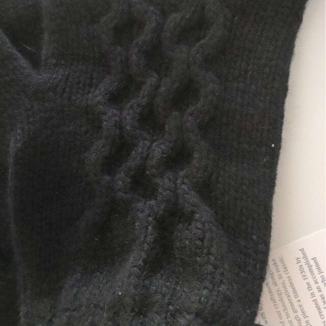 ジョンストンズ　ケーブル編み　アームカバー　カシミヤ手袋　レディース　ブラック