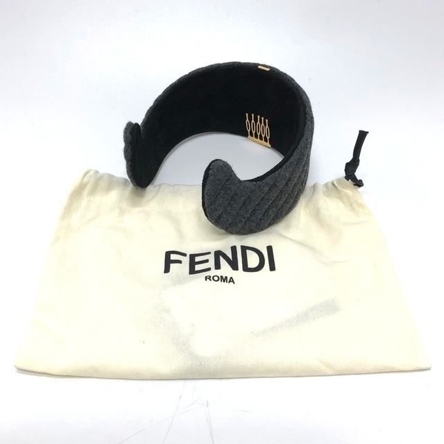フェンディ FENDI キルティング FX0677 ヘアアクセサリー 髪留め カチューシャ レザー ブラック 未使用 5