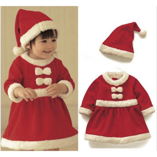  サンタ　コスプレ　キッズ　女の子　ベビー　クリスマス　子供服　サンタコス100(ワンピース)