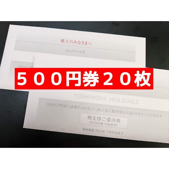吉野家　株主優待　6000円分　食事券　2022年11月30日まで