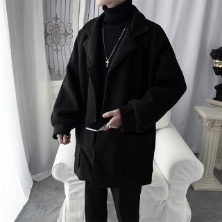 ビッグシルエット チェスターコート ロングコート アウター 冬服 メンズ　新着(チェスターコート)