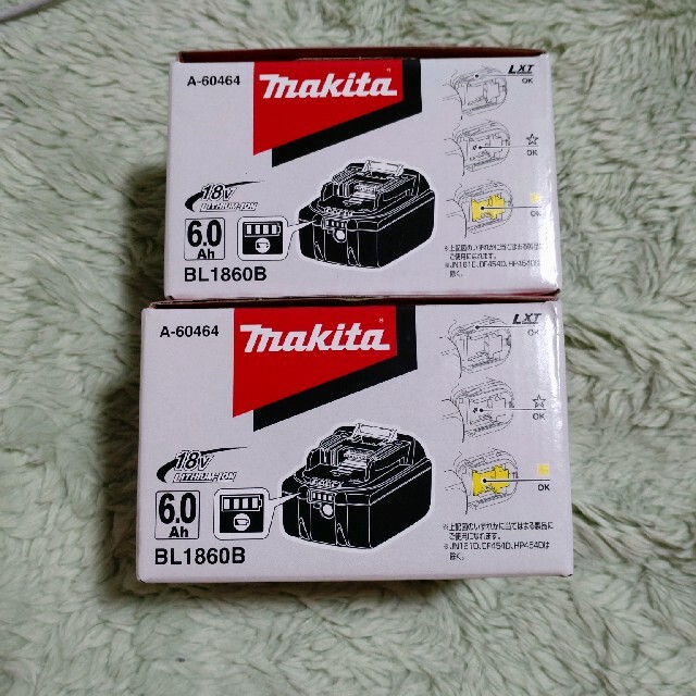 アウトレット 美品 マキタ 電動工具18vバッテリー 6.0Ah2個 BL1860B A
