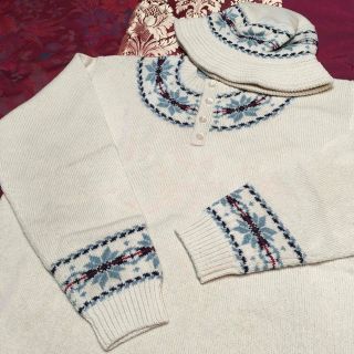 日/祝も発送 カールヘルム 雪柄セーター・帽子セット キナリ 新品