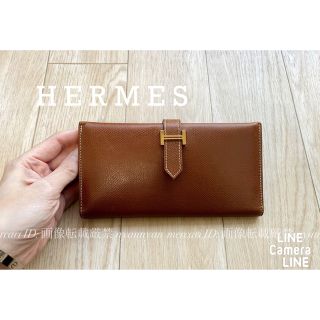 エルメス(Hermes)のエルメス HERMES べアン 長財布 財布 ブラウン ゴールド 箱(財布)