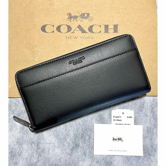 コーチ メンズ　レザー ブラック長財布（男女兼用） | フリマアプリ ラクマ