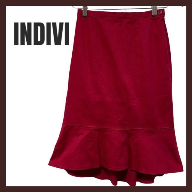 大好評です 美品 INDIVI インディヴィ マーメイドスカート ひざ丈 赤