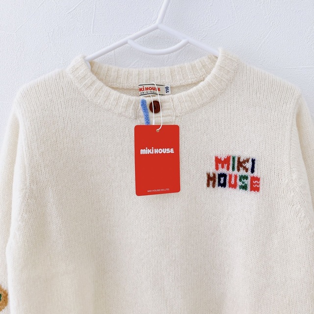 新品】ミキハウス ニット セーター 白 ホワイト くま 毛100% 110 新品】ミキハウス ニット セーター 白 ホワイト くま 毛100% 110