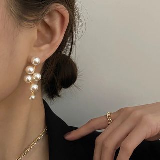 6連パールピアス  シルバー925 ゴールド 韓国 スタッドピアス(ピアス(両耳用))