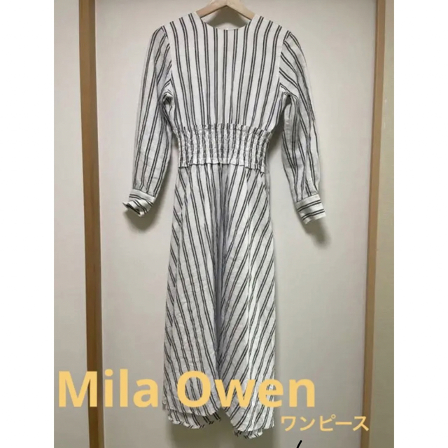 【mila owen】リネン　ストライプワンピース