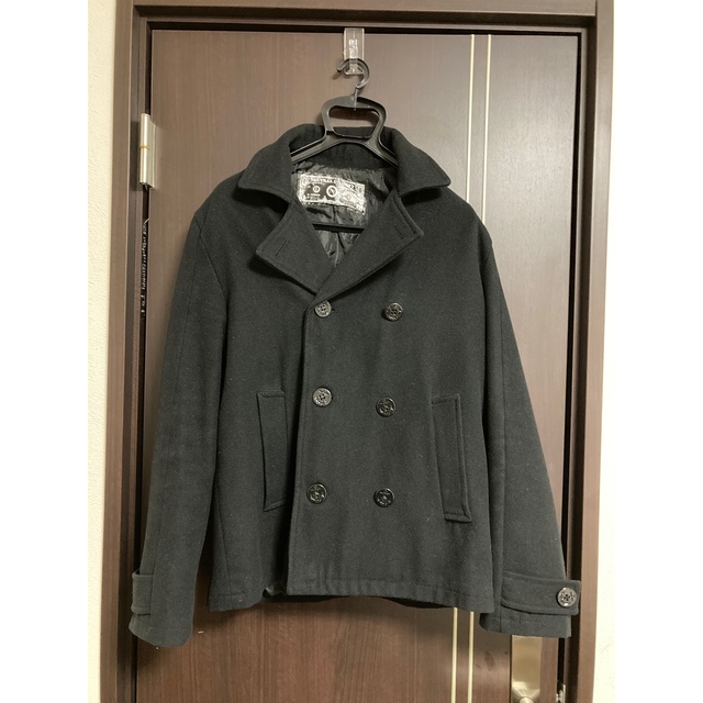 メンズ　冬　黒ピーコート、Lサイズ メンズのジャケット/アウター(ピーコート)の商品写真