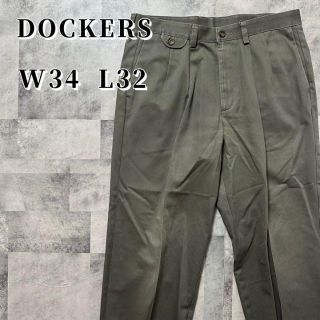 リーバイス(Levi's)のドッカーズ　チノパン　2タック　カーキ　DOCKERS 古着　90s(チノパン)