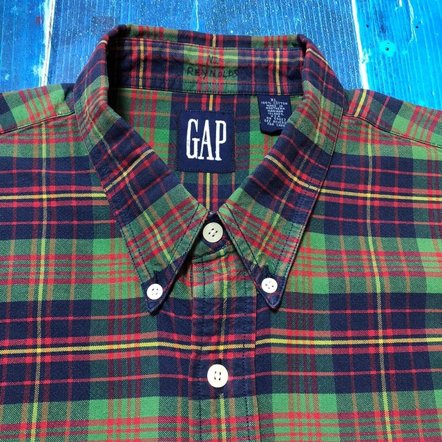 GAP(ギャップ)の【オールドギャップGAP】ポケットレトロチェックシャツ 90s グリーン系 メンズのトップス(シャツ)の商品写真