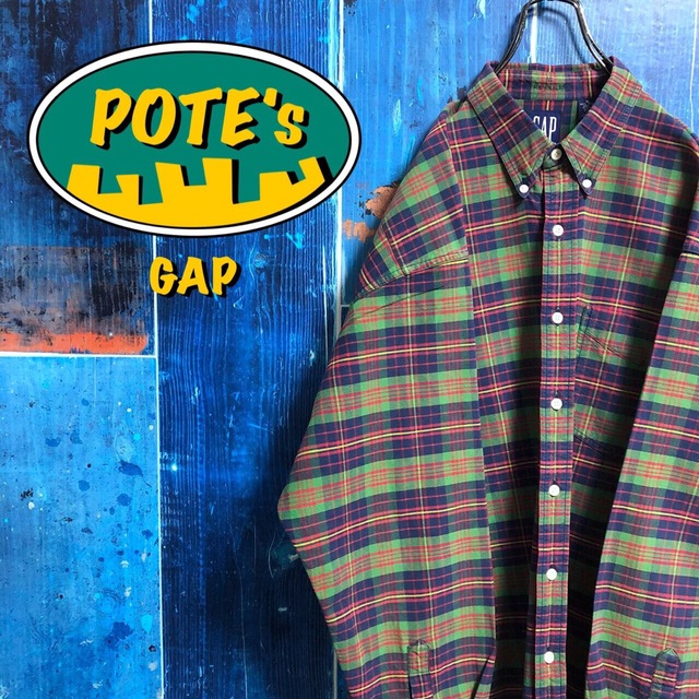 GAP(ギャップ)の【オールドギャップGAP】ポケットレトロチェックシャツ 90s グリーン系 メンズのトップス(シャツ)の商品写真