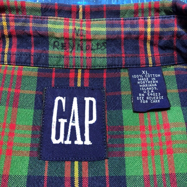 GAP(ギャップ)の【オールドギャップGAP】ポケットレトロチェックシャツ 90s グリーン系 メンズのトップス(シャツ)の商品写真