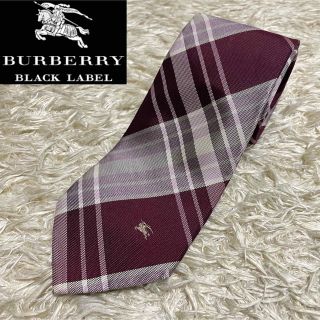 バーバリーブラックレーベル(BURBERRY BLACK LABEL)の美品 バーバリーブラックレーベル チェック ネクタイ ホースロゴ シルク100%(ネクタイ)