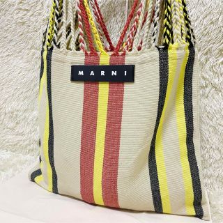 マルニ(Marni)の極美品✨激レア✨️マルニ ハンモックバッグ ストライプ イエロー A4 エクリュ(トートバッグ)