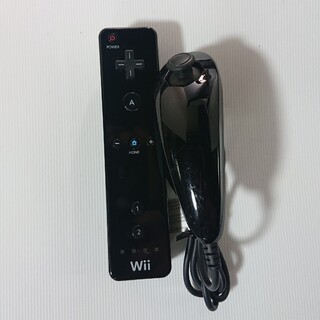 ウィー(Wii)のWiiリモコン ヌンチャクセット 任天堂 ニンテンドー純正 クロ ブラック(その他)