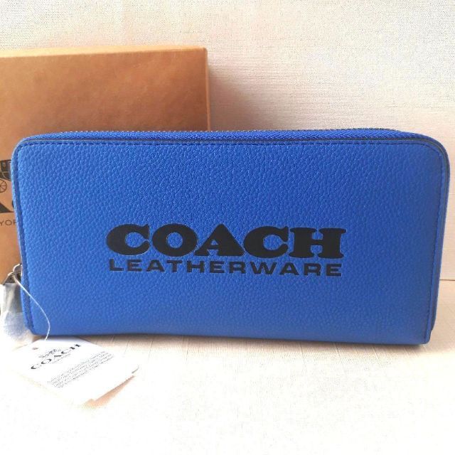 【最新作✨】COACH　長財布　財布　ウォレット　青　ブルー　レザー | フリマアプリ ラクマ