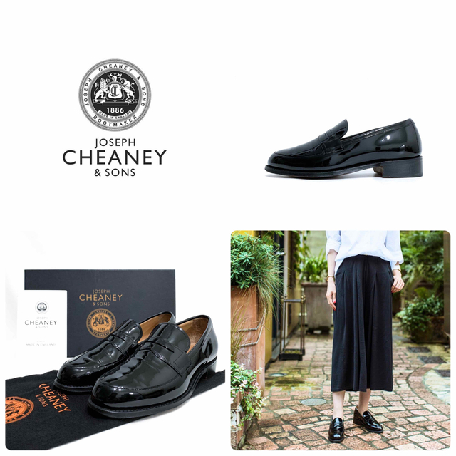 ■定8.2万 チーニー CHEANEY ローファー 4.5 24 38 エナメル