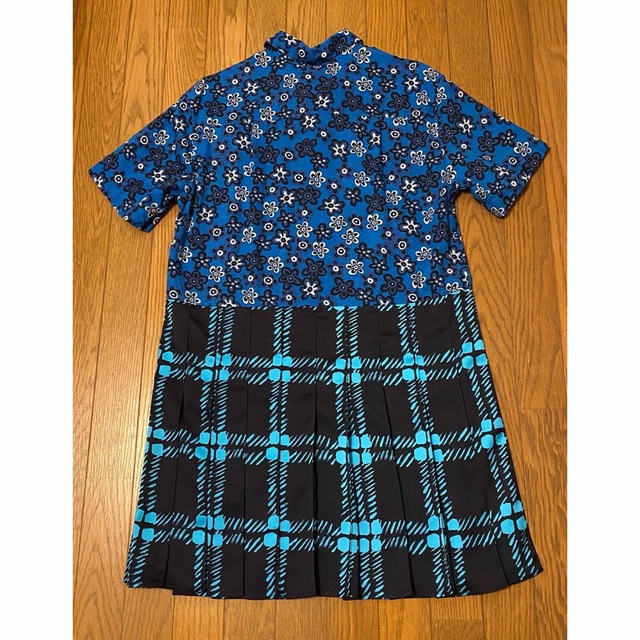 新品 UNIQLO marni オープンカラープリーツワンピース ブルー 半袖