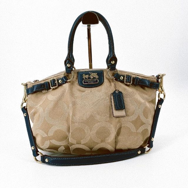 定番】coach コーチ 2WAY ショルダー グリーン シグネチャー ロゴ