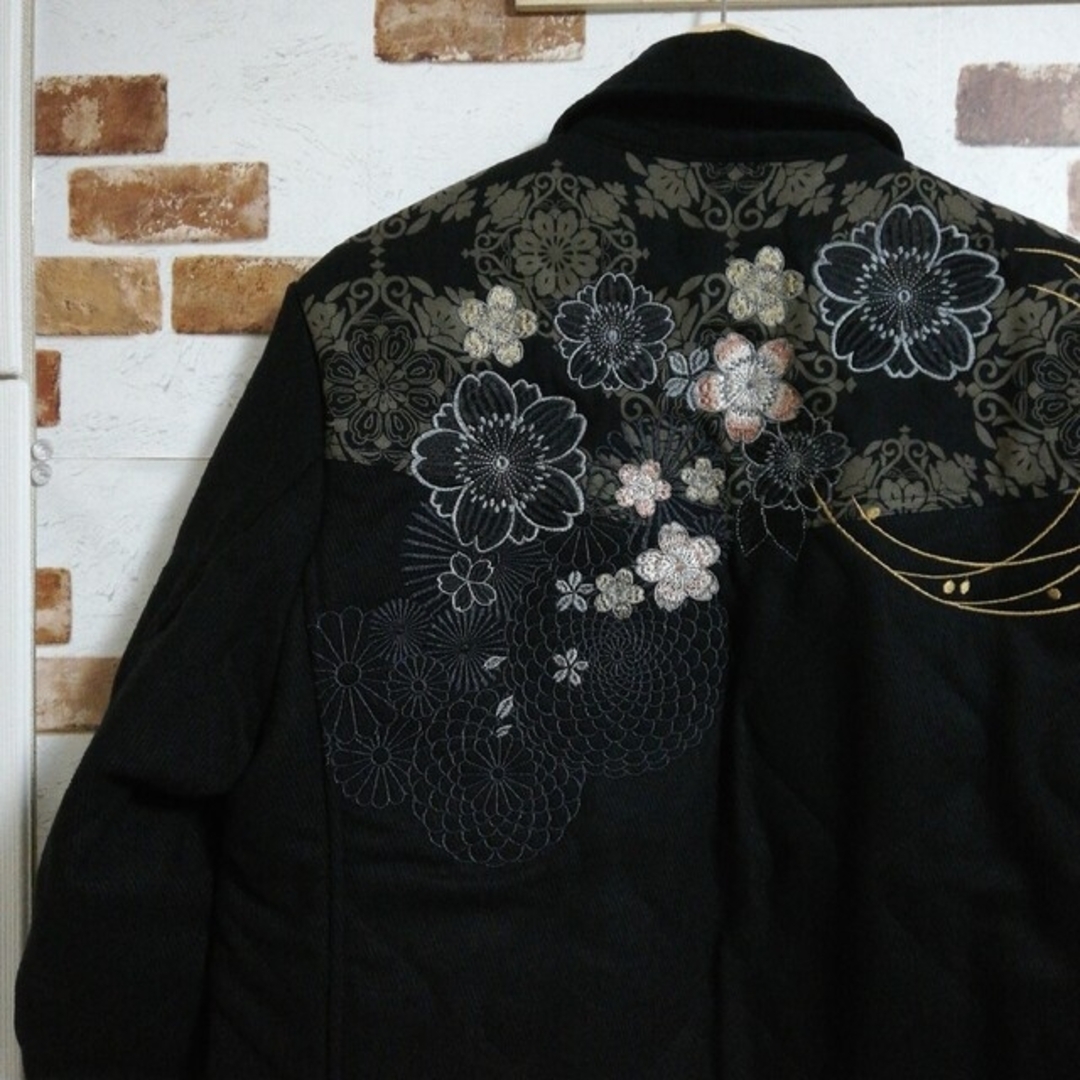 [HARAKIRI] 菊桜 刺繍 カバーオールジャケット [和柄] L90937