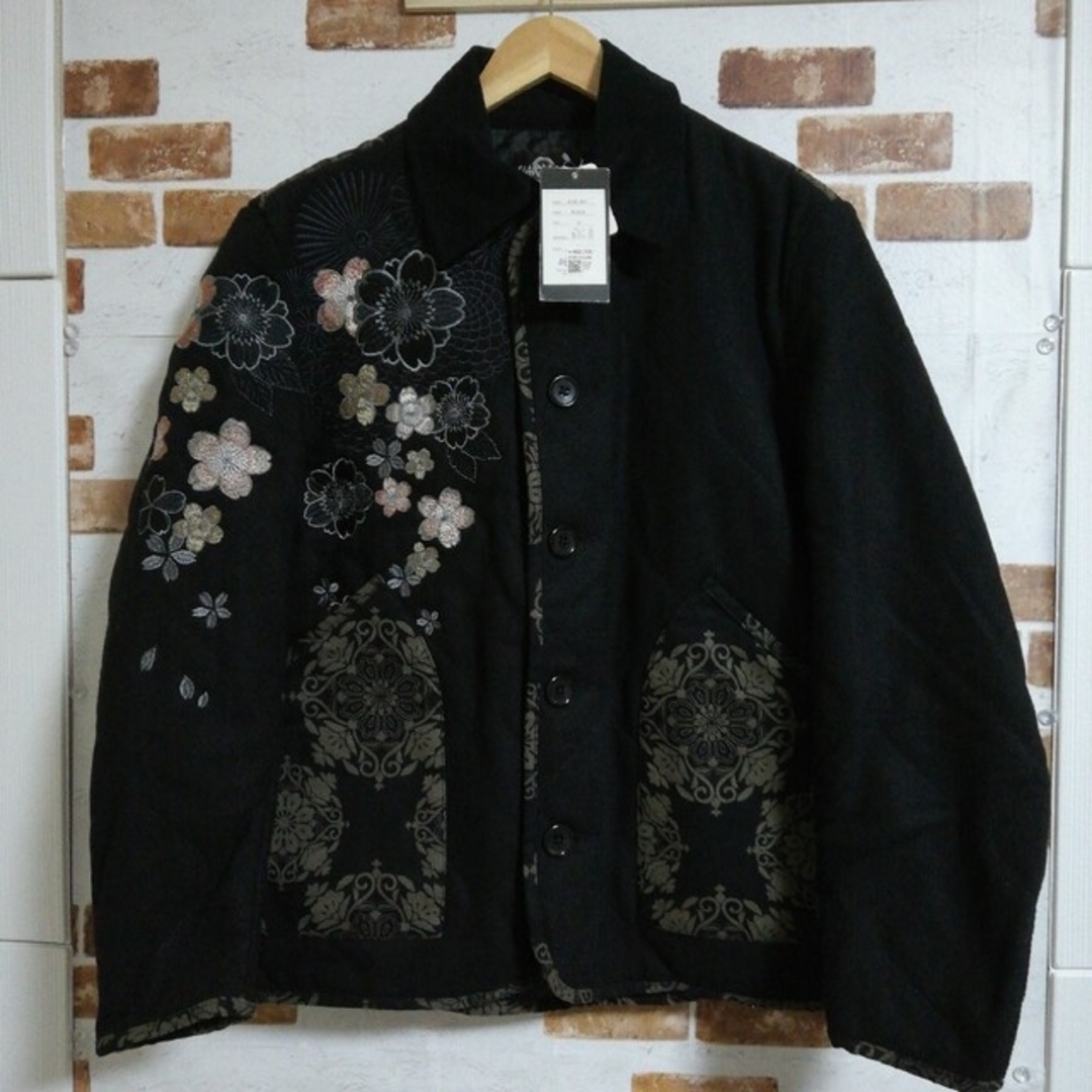 [HARAKIRI] 菊桜 刺繍 カバーオールジャケット [和柄] L90937