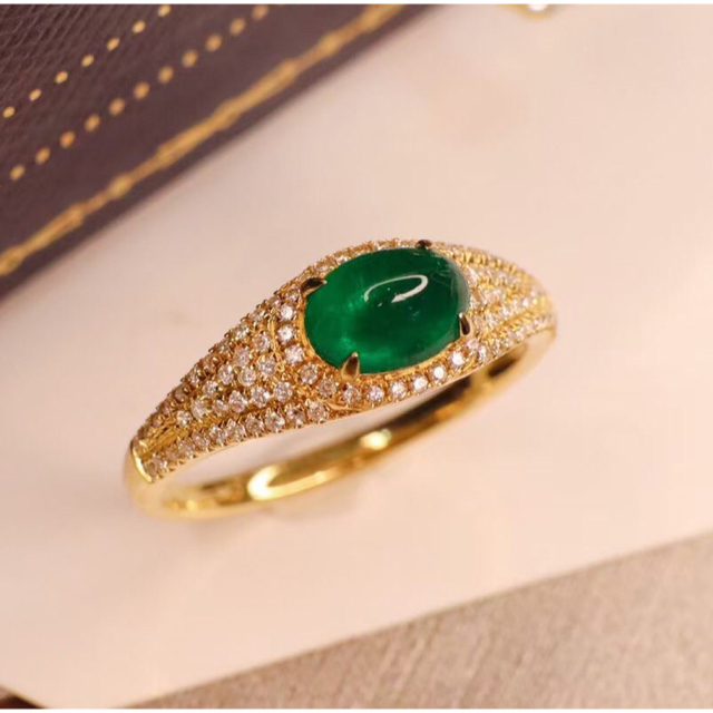 天然 エメラルド ダイヤ リング0.95ct k18 ¥ - リング(指輪)