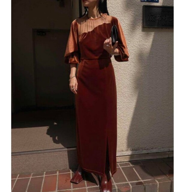 オンラインストア格安 Ameri VINTAGE 2WAY CURVE VELOURS DRESS 