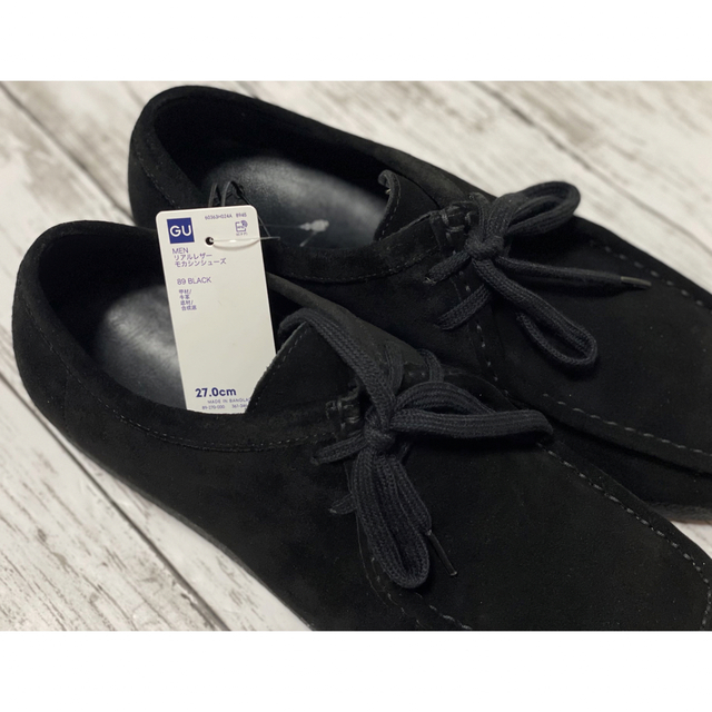 GU(ジーユー)の新品タグ付き☆MEN リアルレザーモカシンシューズ スエード 27.0cm メンズの靴/シューズ(スリッポン/モカシン)の商品写真