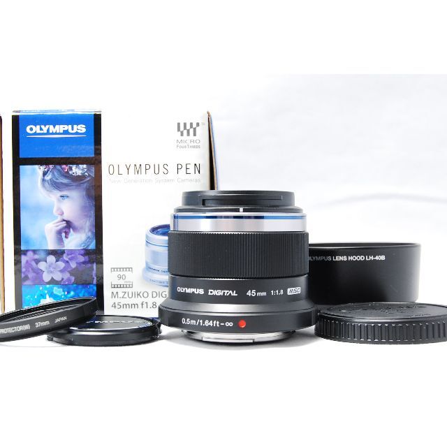 OLYMPUS(オリンパス)の美品 OLYMPUS M.ZUIKO 45mmF1.8 ブラック 単焦点レンズ スマホ/家電/カメラのカメラ(レンズ(単焦点))の商品写真