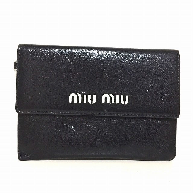 ミュウミュウ 財布 - 黒×アイボリー
