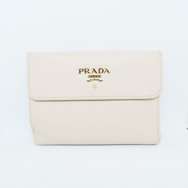 プラダ Wホック財布 - ライトピンク レザー プラダ Wホック財布 - ライトピンク レザー