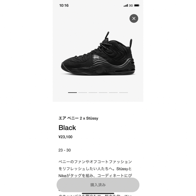 Stussy × Nike ナイキ エアペニー2　26.5