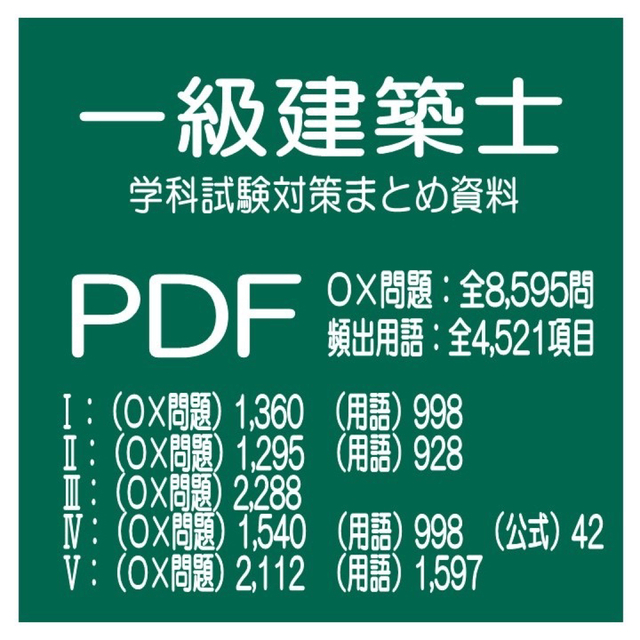 一級建築士　試験対策資料一式（PDF全556枚分DVDのみ）