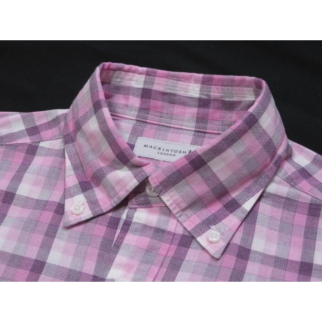 未使用品○サイズマッキントッシュロンドン　高級半袖チェックシャツ　23,100円　ピンク系　M