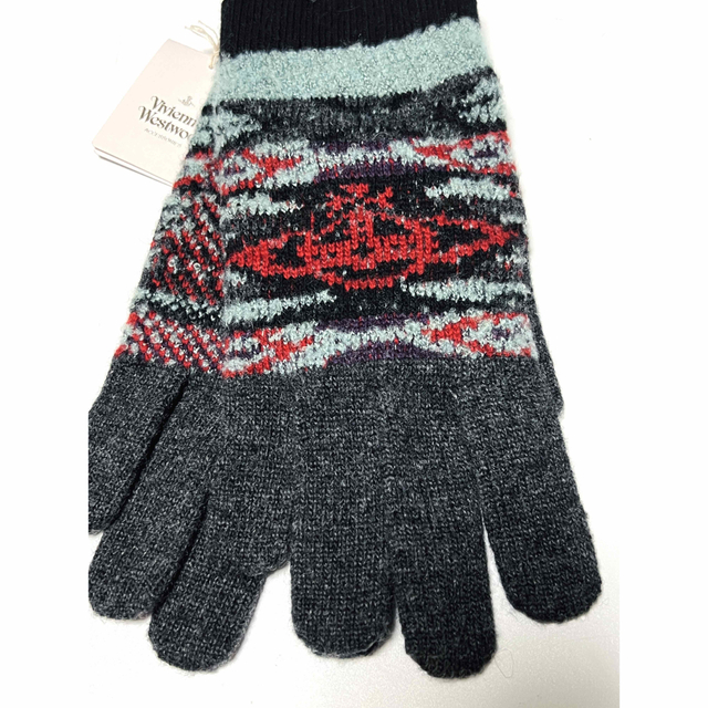 Vivienne Westwood(ヴィヴィアンウエストウッド)の新品ヴィヴィアンウエストウッド★オーブ柄ニット手袋 MENsサイズ  メンズのファッション小物(手袋)の商品写真
