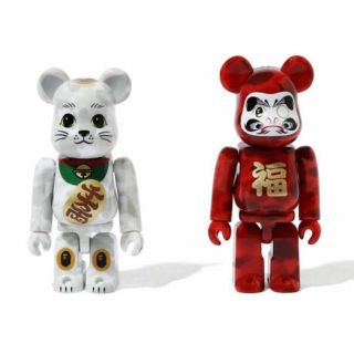 アベイシングエイプ(A BATHING APE)のBAPE BE@RBRICK 招き猫＆達磨 開運 100% 2パック 白赤 新品(その他)