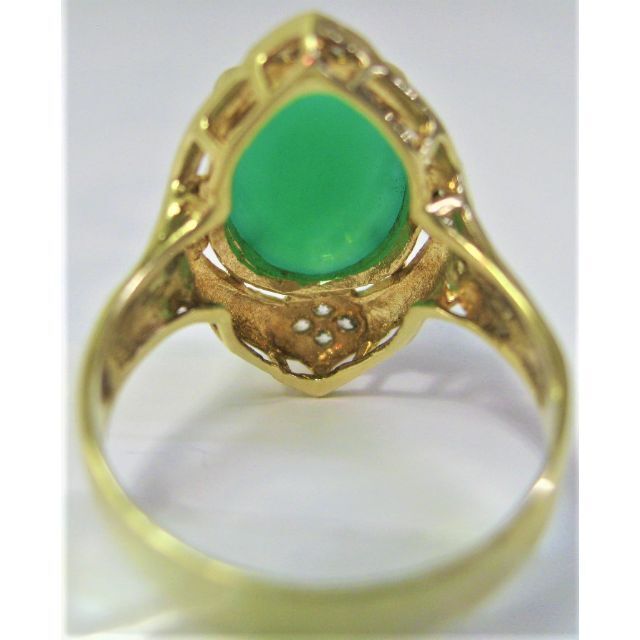 14金 リング 指輪 クリソプレーズ 緑玉髄 グリーンアップル ダイヤ 12ヶ入 レディースのアクセサリー(リング(指輪))の商品写真