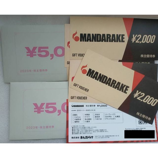 1万円分 まんだらけ 株主優待券 2023年1月1日〜2023年12月31日まで www