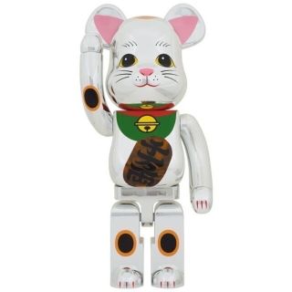 メディコムトイ(MEDICOM TOY)のBE@RBRICK 招き猫 銀メッキ 発光 1000％ 新品(その他)