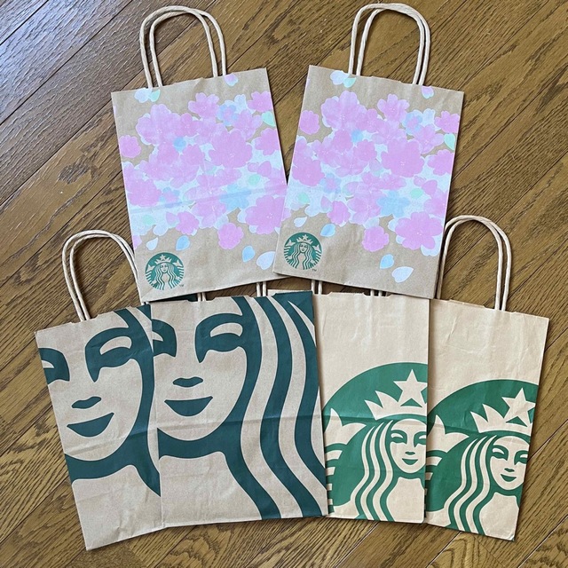 Starbucks Coffee(スターバックスコーヒー)のSTARBUCKS スターバックス スタバ 紙袋 ショップ袋 ショッパー 6枚 レディースのバッグ(ショップ袋)の商品写真