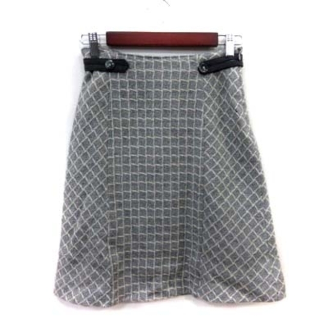 ROPE’(ロペ)のロペ 台形スカート ひざ丈 ツイード 刺繍 ウール 60-86 グレー /YI レディースのスカート(ひざ丈スカート)の商品写真