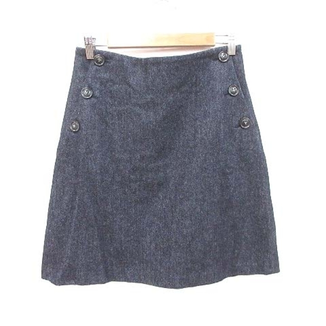IENA(イエナ)のイエナ 台形スカート ひざ丈 斜めストライプ ウール 40 紺 ネイビー レディースのスカート(ひざ丈スカート)の商品写真