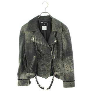 シャネル(CHANEL)のシャネル 06P ココマークボタンチェーンベルトカーフレザージャケット レディース 38(その他)