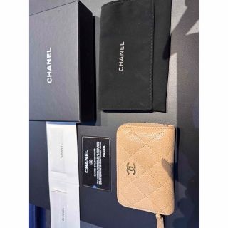 シャネル(CHANEL)のCHANEL  ベージュ×ゴールド金具　キャビアスキン　コインパース(財布)