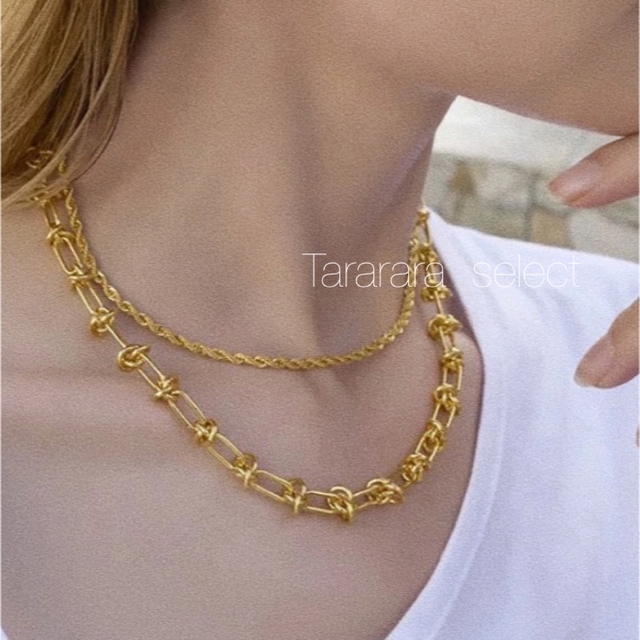 ●ステンレス knotchain necklaceG●金属アレルギー対応 レディースのアクセサリー(ネックレス)の商品写真