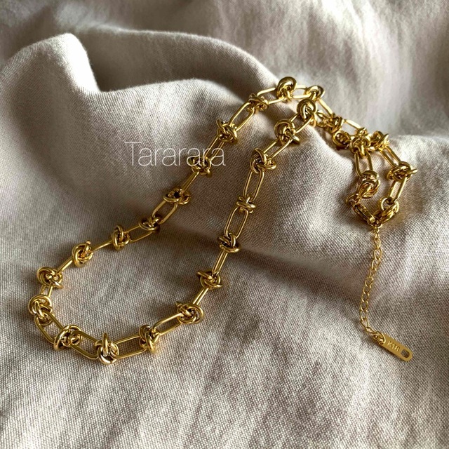 ●ステンレス knotchain necklaceG●金属アレルギー対応 レディースのアクセサリー(ネックレス)の商品写真